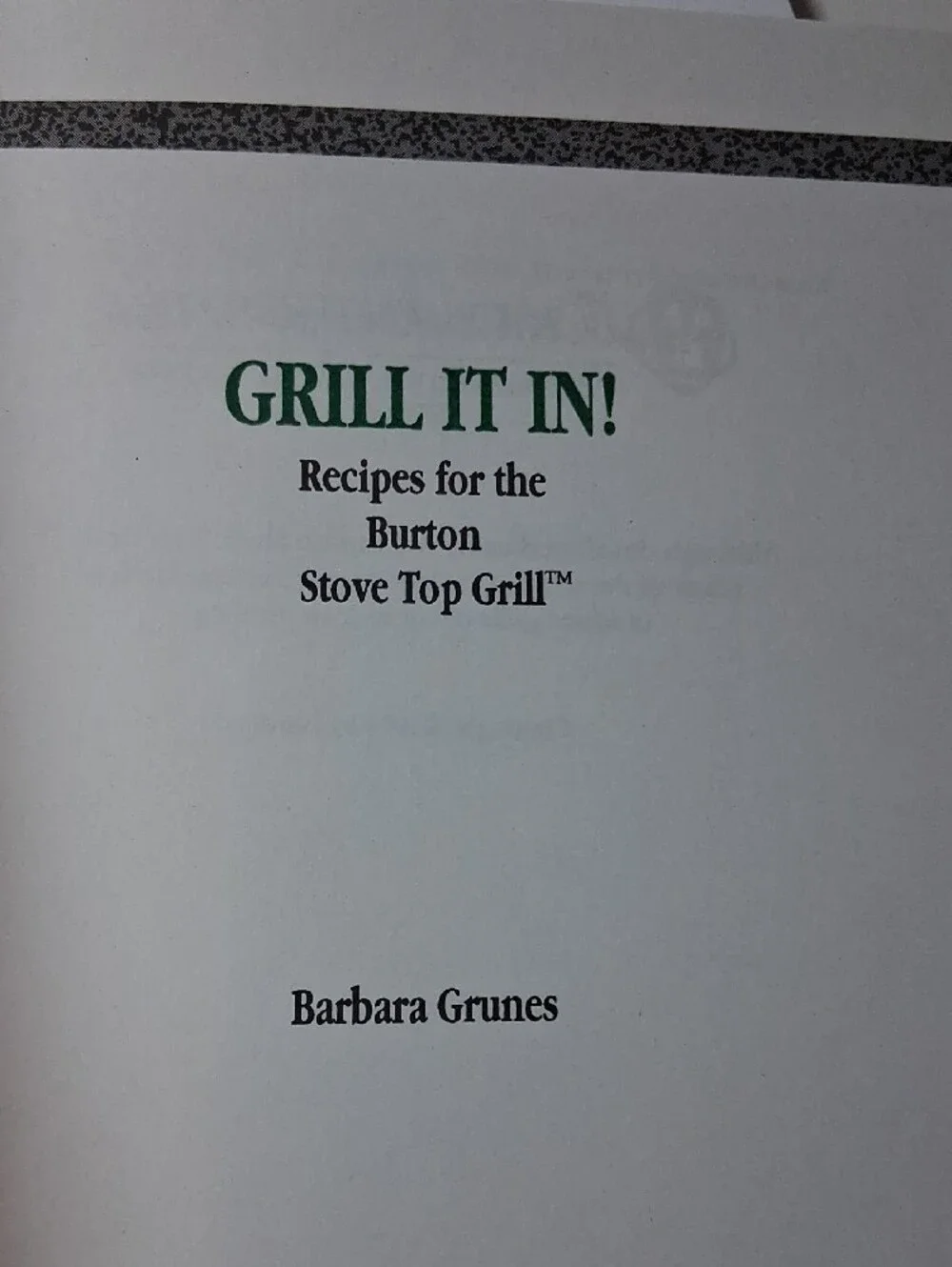Burton Stovetop Grill Cookbook with Black Grill Image